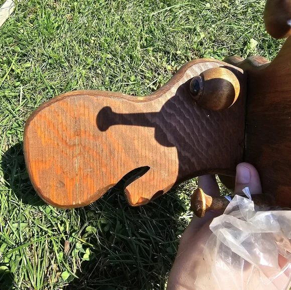 CHILD'S WOODEN MOOSE HEAD CLOTHES COAT HAT RACK 12" LONG, WALL MOUNTED - Picture 5 of 13